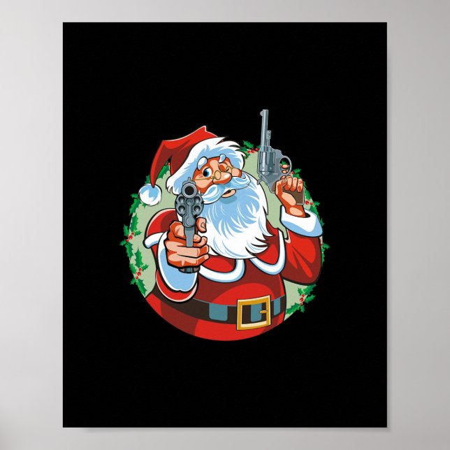 Poster mau pai com armas - natal engraçado (Frente)