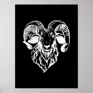 Poster Mau Satânico Sabbatic Baphomet Goat