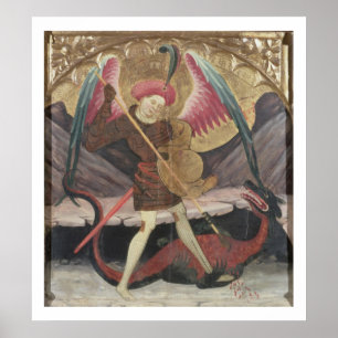 Poster Mau vencendo de St Michael, c.1480 (tempera no pa