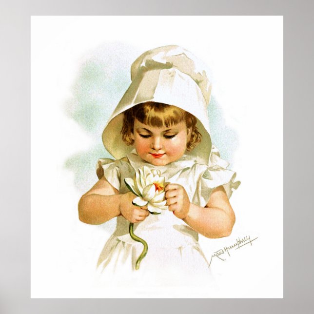 Poster Maud Humphrey: Menina de Verão com Água Lily (Frente)