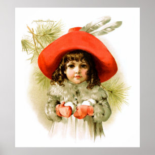 Poster Maud Humphrey: Menina do inverno com Snowballs