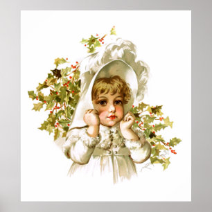 Poster Maud Humphrey: Menina do outono com azevinho