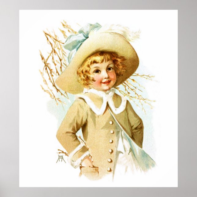 Poster Maud Humphrey: Primavera sob o Willow Catkin (Frente)