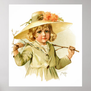 Poster Maud Humphrey: Rapariga de inverno com Ramificação