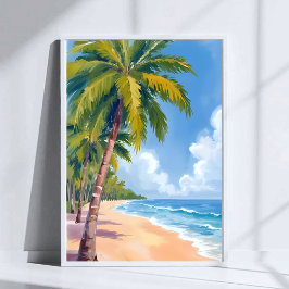 Poster Maui Beach Palm Trees Hawaii