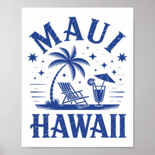 Poster Maui Havaí Surf Vintage Praia Surfismo Anos 70 Ret