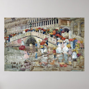 Poster Maurice Brasil Prendergast Umbrellas na Chuva