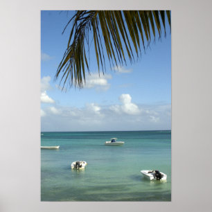 Pôster Mauritius, Grand Baie. Boats anchored in the