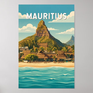 Poster Mauritius Illustration Travel Art Vintage