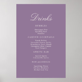 Poster Mauve Calligraphy Wedding Drinks Menu Sign