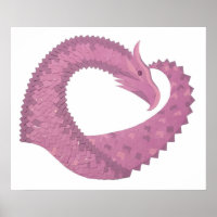 Mauve heart dragon on white