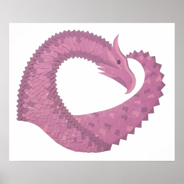 Pôster Mauve heart dragon on white (Frente)