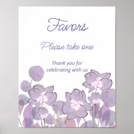 Poster Mauve roxo blush floral Favor pegue um
