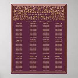 Poster Mauve Royal Medieval Sword Wedding Seating Chart