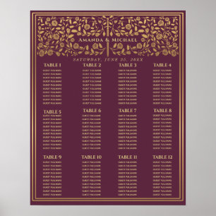 Poster Mauve Royal Medieval Sword Wedding Seating Chart