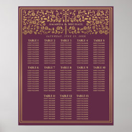 Poster Mauve Royal Medieval Sword Wedding Seating Chart