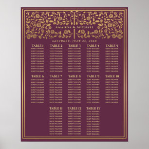 Poster Mauve Royal Medieval Sword Wedding Seating Chart