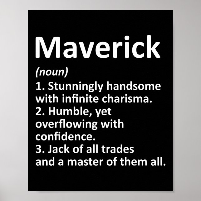 Poster Maverick Definition Personalized Name Funny Birthd (Frente)