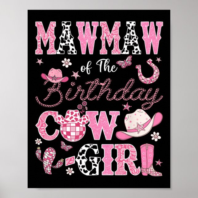 Poster Mawmaw Da Garota De Aniversário Western Rodeo Mawm (Frente)