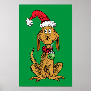 Poster Max o Cão com Chapéu de Papai Noel