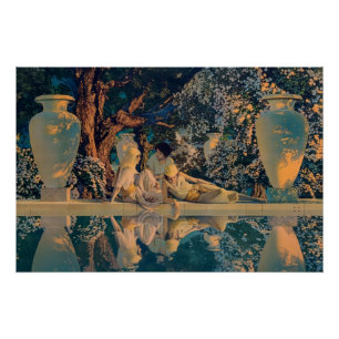 Pôster Maxfield Parrish O Jardim de Alá 1918 Arte Fina