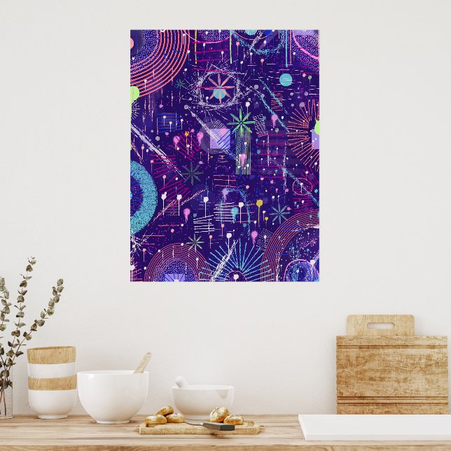 Poster Maximalist Abstract on Purple (Cozinha)