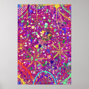Poster Maximalista Abstrato em Cor Ousada