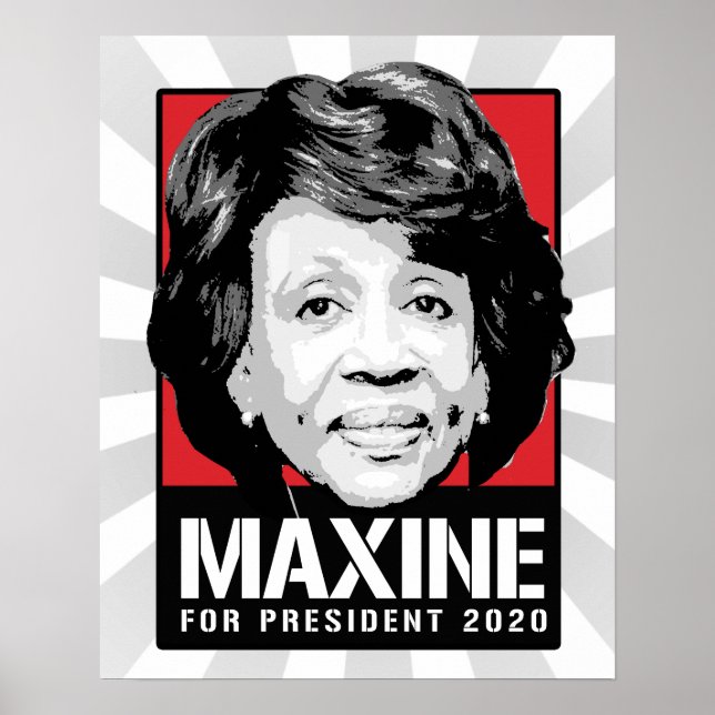 Pôster Maxine Waters para o Presidente 2020 - (Frente)