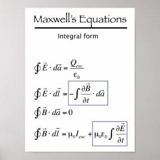 Pôster Maxwell's Equations - Integral Form