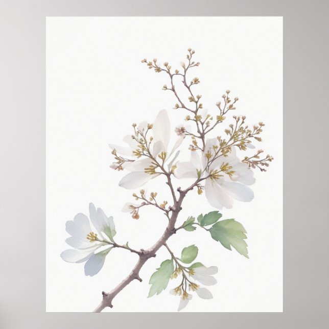 Poster May Hawthorn Birth Flower (Frente)