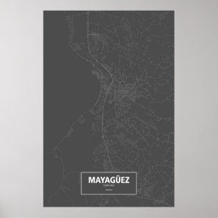 Pôster Mayagüez, Puerto Rico (branco no preto)