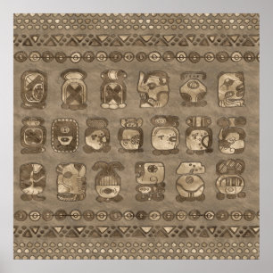 Poster Mayan Calendar Month glyphs