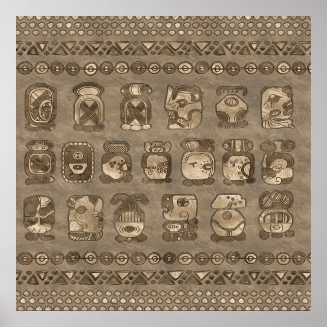 Poster Mayan Calendar Month glyphs (Frente)