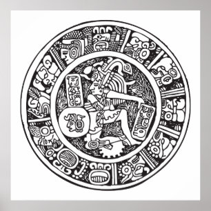 Pôster Mayan circle, Mexican hieroglyph(Maya)