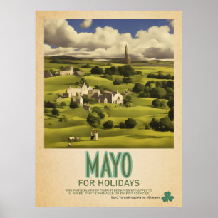 Poster Mayo Ireland, Retro Irish Viagem Advert