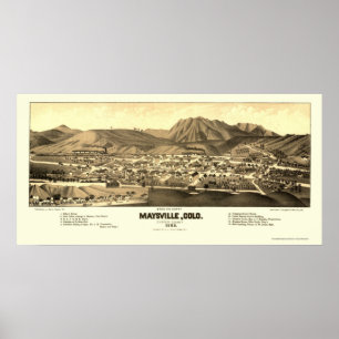 Pôster Maysville, Mapa Panorâmico do CO - 1882
