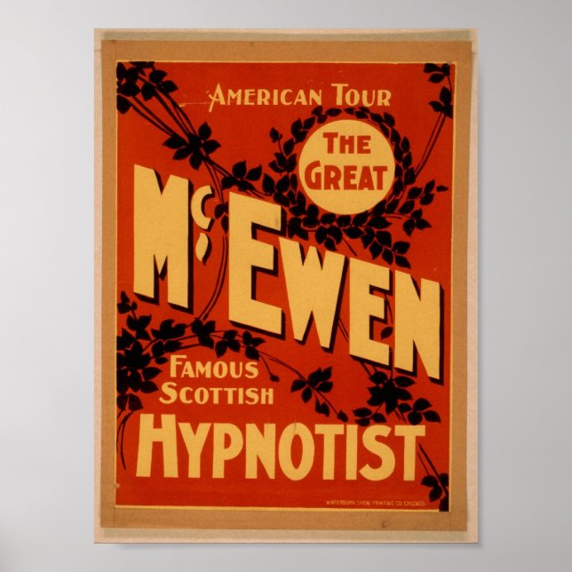 Pôster McEwen, Teatro Vintage 'Hypnotist' (Frente)