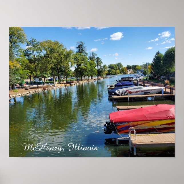 Poster McHenry, Illinois River Walkway no rio Fox (Frente)