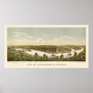 Pôster McKeesport, mapa panorâmico do PA - 1894