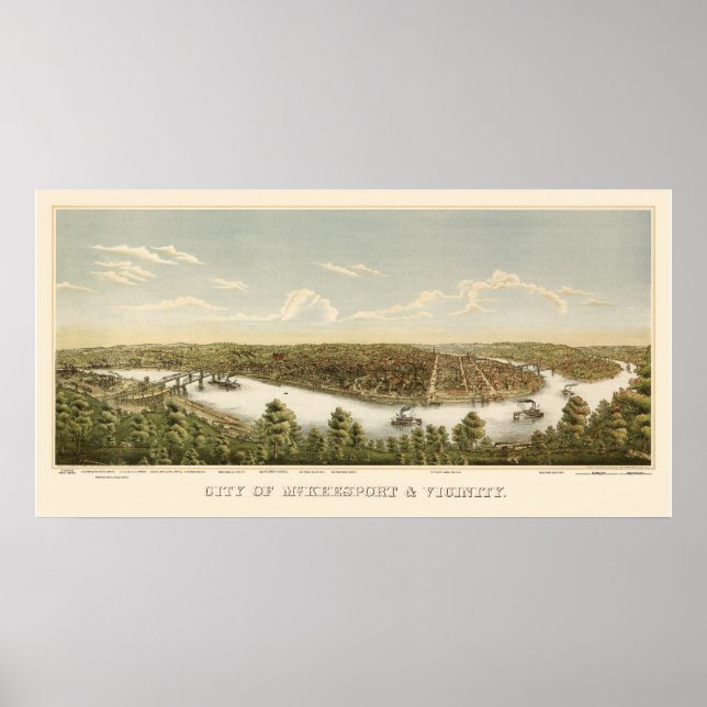 Pôster McKeesport, PA Panorâmica - 1894 (Frente)