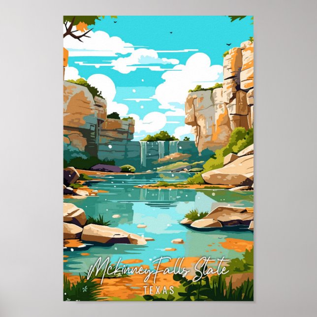Poster Mckinney Falls - viagens vintage (Frente)