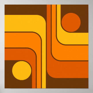 Poster MCM 1970s Retro Style Geometric Design