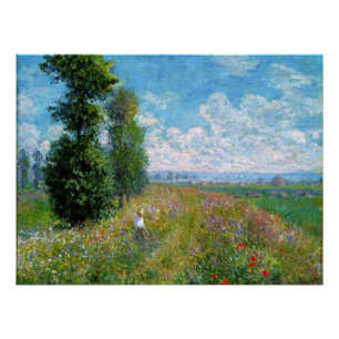 Pôster "Meadow" com Poplars por Claude Monet