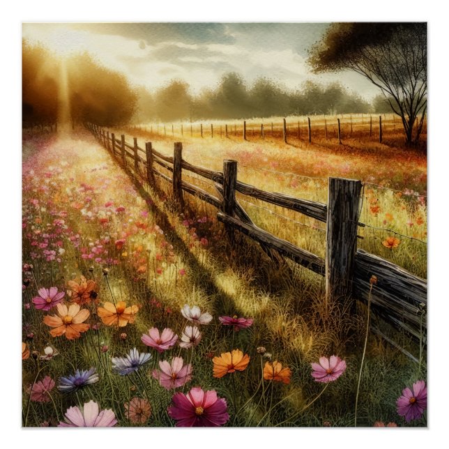 Pôster Meadow Floral Sunrise (Frente)