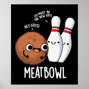 Poster Meatbowl Engraçado Meatball Torre Escuro BG
