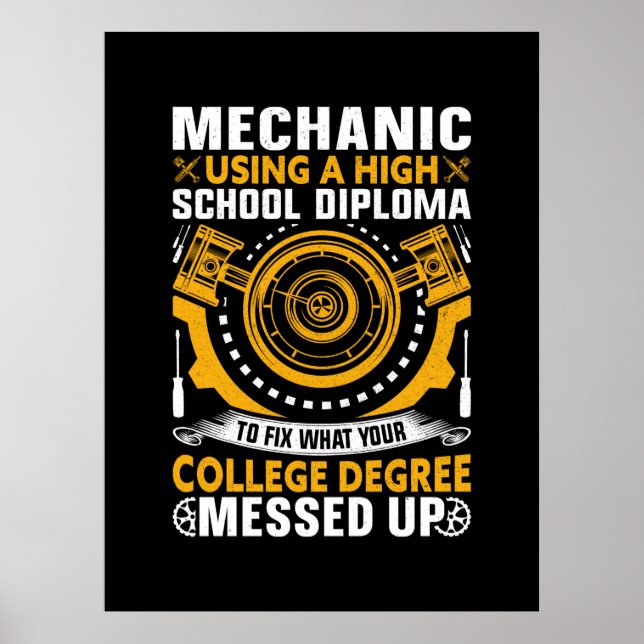 Poster Mecânica Usando Um Diploma De Segundo grau (Frente)