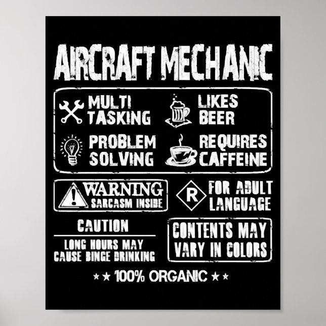 Poster Mecânico da aeronave - Mecânica multitarefa t - s (Frente)
