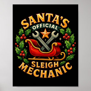 Poster Mecânico Oficial do Trenó do Papai Noel Natal Dive
