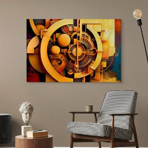 Poster Mecanismo Dourado Abstrato Steampunk
