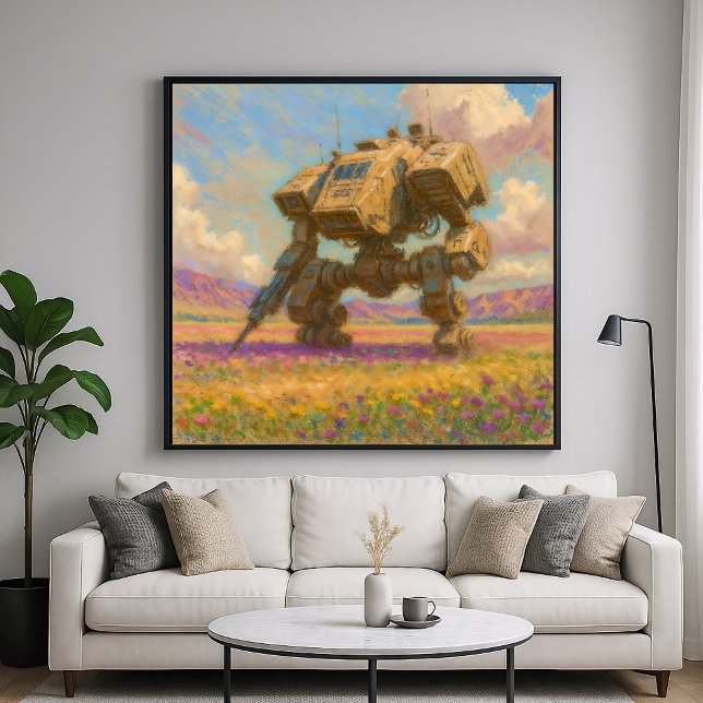 Poster Mech in Meadow - Pastel Painting Style Art (Criador carregado)